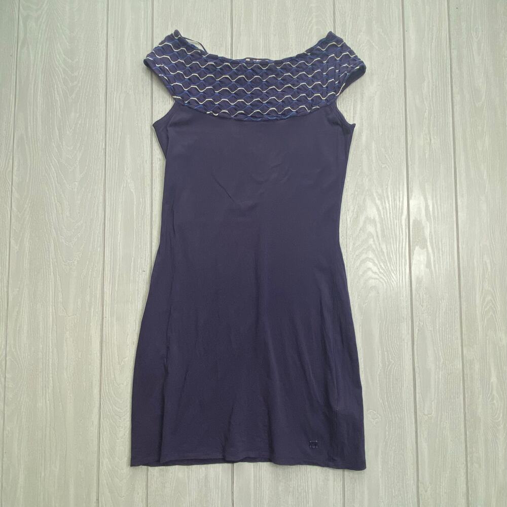 Skunkfunk SKFK Y2K Blue Boat Neckline Shift Dress Size 3 US Medium